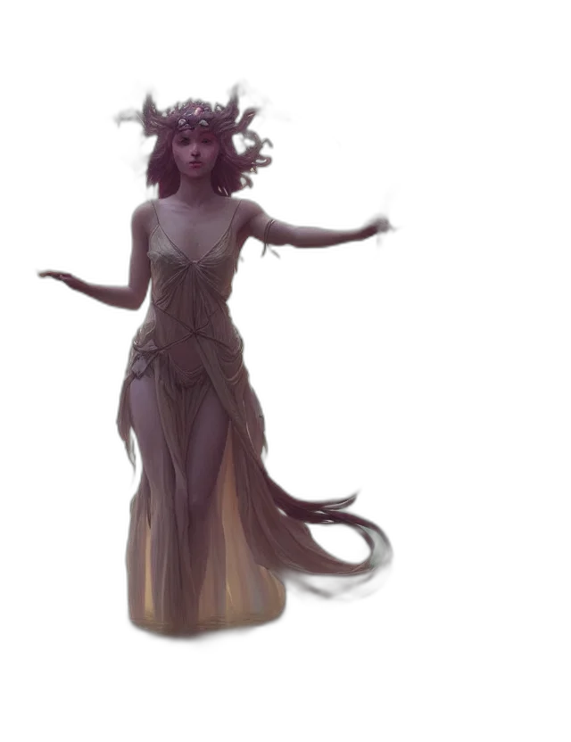 creature, dress, concept art, fantasy art, 3d render, pixel art, dark, pastel transparent PNG cut-out