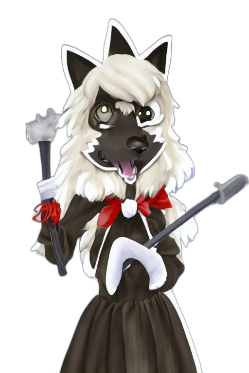 staff, concept art, fantasy art, cartoon, pixel art, anthropomorphic, wolf, fursona transparent PNG cut-out