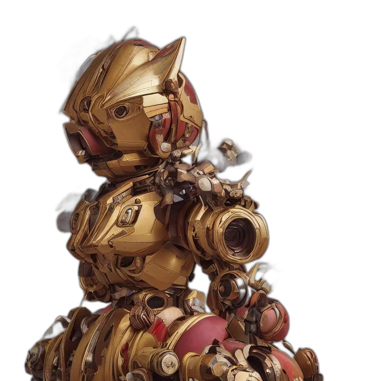 robot, weapon, concept art, fantasy art, 3d render, golden, octane, render transparent PNG cut-out