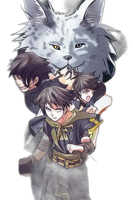 staff, animal, fantasy art, anime, pixel art, concept art, fire, monochrome transparent PNG cut-out
