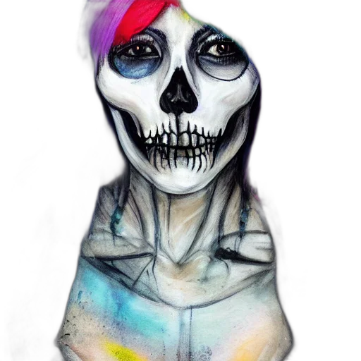 mask, face, watercolor, fantasy art, concept art, photorealistic, colorful, neon transparent PNG cut-out