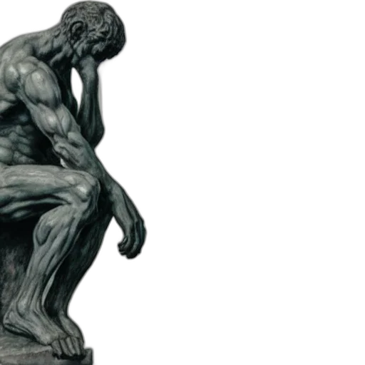 photorealistic, thinker, rodin, gets transparent PNG cut-out