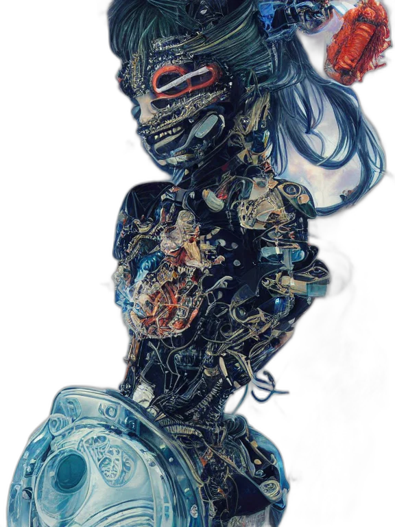 robot, dress, mask, hair transparent PNG cut-out