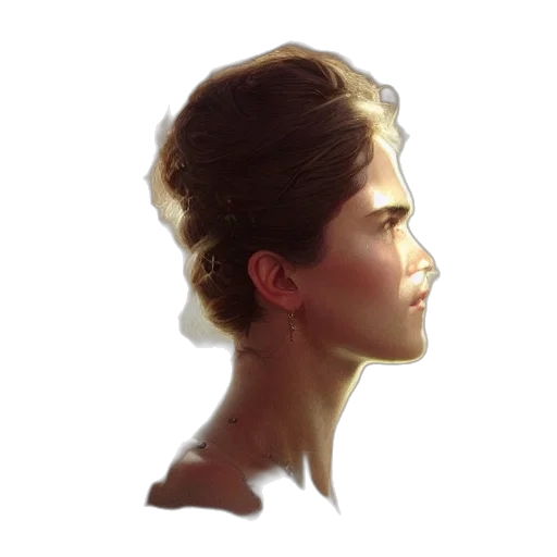 face, crown, mask, hair, photorealistic, oil painting, concept art, watercolor transparent PNG cut-out