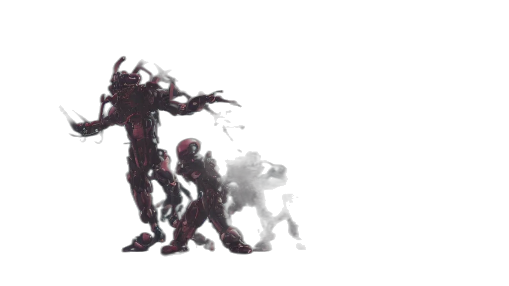 robot, creature, mask, weapon, concept art, pixel art, 3d render, comic book art transparent PNG cut-out