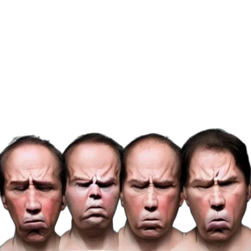 face, mask, photorealistic, 3d render, concept art, cartoon, excessive, frowning transparent PNG cut-out