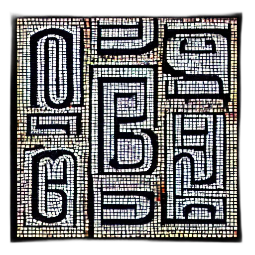 building, pixel art, whole, numbers, written, mosaic transparent PNG cut-out