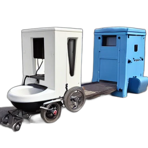robot, furniture, 3d render, toilet, wheels transparent PNG cut-out