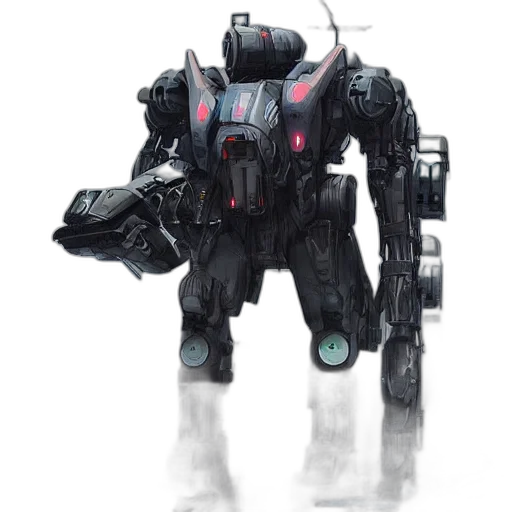 robot, weapon, creature, concept art, fantasy art, cyberpunk, 3d render, monochrome transparent PNG cut-out