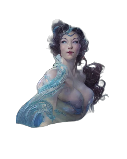 dress, crown, jewelry, fantasy art, concept art, photorealistic, oil painting, underwater transparent PNG cut-out