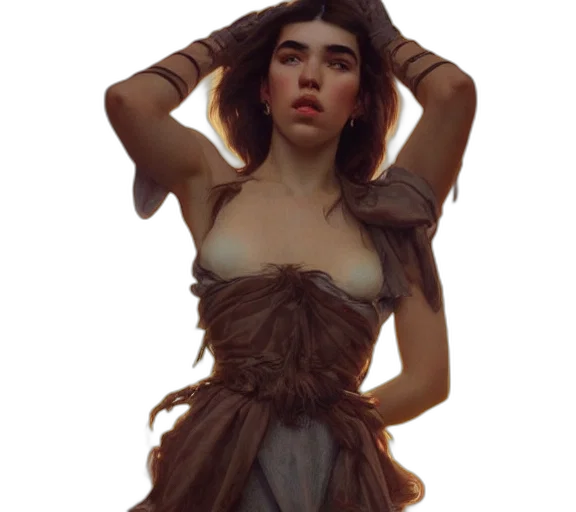 dress, jewelry, hair, jacket, concept art, fantasy art, photorealistic, oil painting transparent PNG cut-out