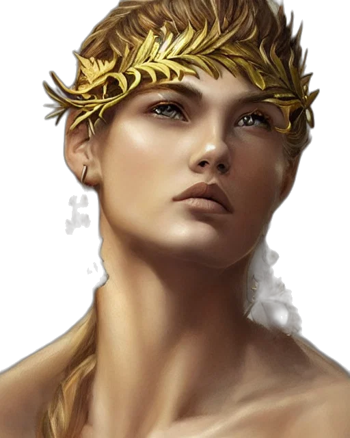 crown, jewelry, face, fantasy art, photorealistic, concept art, oil painting, golden transparent PNG cut-out