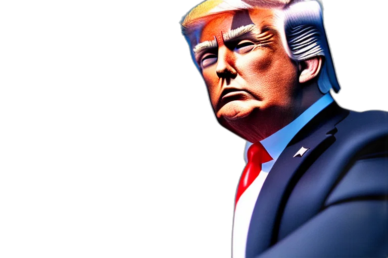 mask, face, weapon, comic book art, concept art, photorealistic, 3d render, trump transparent PNG cut-out