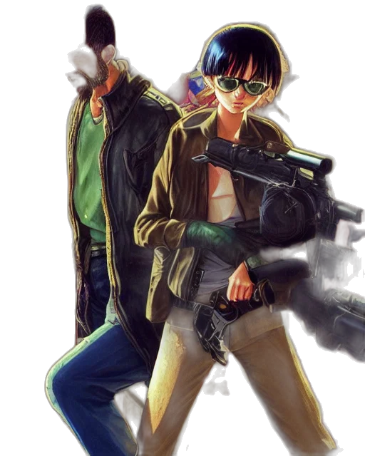 jacket, weapon, cyberpunk, concept art transparent PNG cut-out