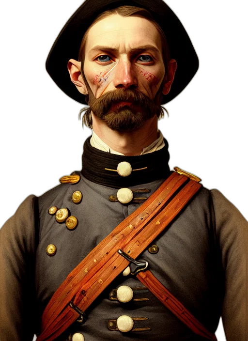 staff, face, hat, weapon, concept art, photorealistic, fantasy art, 3d render transparent PNG cut-out