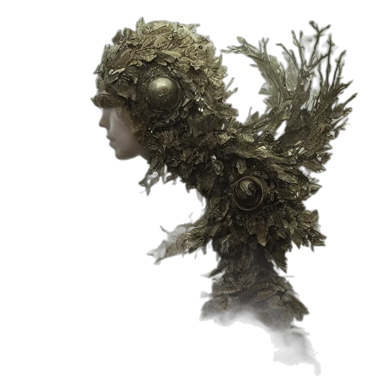 creature, hair, mask, tree, concept art, fantasy art, 3d render, photorealistic transparent PNG cut-out