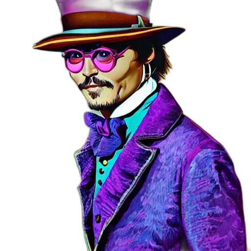 hat, staff, face, jacket, cartoon, comic book art, pixel art, vaporwave transparent PNG cut-out