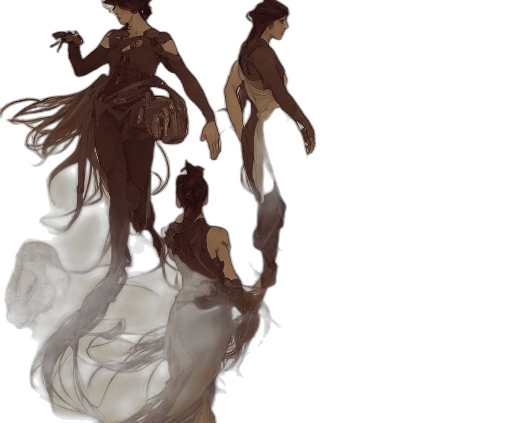dress, concept art, fantasy art, comic book art, watercolor, underwater, fog, forest transparent PNG cut-out