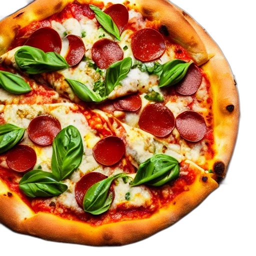 food, 3d render, photorealistic, pizza transparent PNG cut-out
