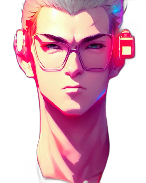 face, robot, mask, staff, cyberpunk, concept art, anime, pixel art transparent PNG cut-out