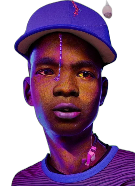 face, hat, mask, animal, photorealistic, concept art, vaporwave, 3d render transparent PNG cut-out