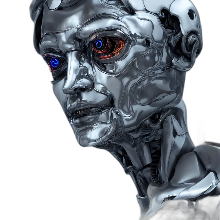 robot, face, cyberpunk, concept art, 3d render, photorealistic, octane, render transparent PNG cut-out