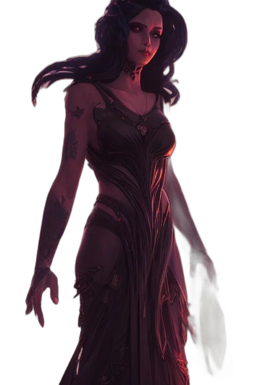 dress, concept art, fantasy art, comic book art, cyberpunk, fire, dark, red transparent PNG cut-out