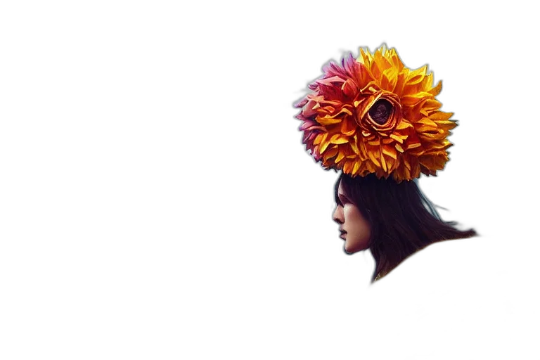 crown, hat, flower, mask, photorealistic, concept art, watercolor, 3d render transparent PNG cut-out
