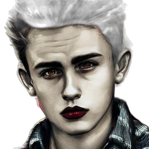 face, photorealistic, cartoon, watercolor, comic book art, neon lights, young, james transparent PNG cut-out