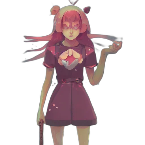 staff, dress, creature, mask, concept art, pixel art, anime, fantasy art transparent PNG cut-out