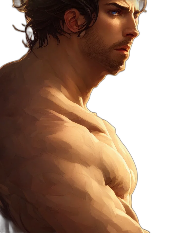 face, hair, photorealistic, fantasy art, concept art, comic book art, golden, earth tones transparent PNG cut-out