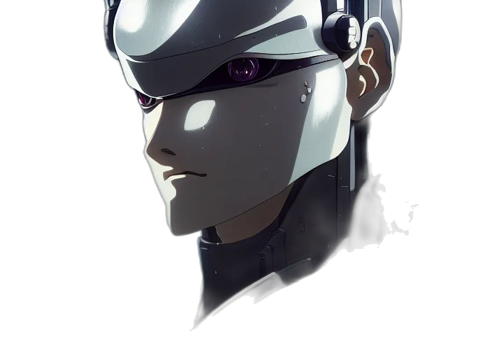 robot, face, mask, crown, cyberpunk, concept art, anime, comic book art transparent PNG cut-out