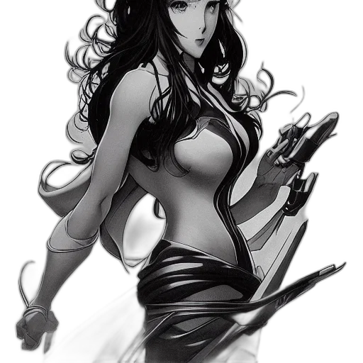 staff, fantasy art, comic book art, concept art, anime, monochrome, dark, original transparent PNG cut-out