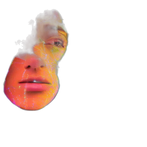 face, mask, creature, robot, vaporwave, photorealistic, 3d render, concept art transparent PNG cut-out