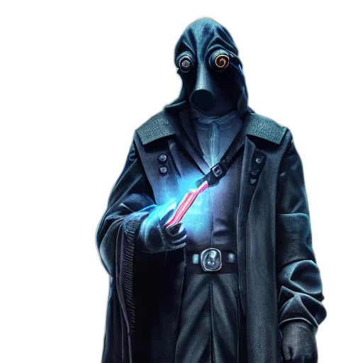 staff, jacket, sword, weapon, concept art, cyberpunk, fantasy art, comic book art transparent PNG cut-out
