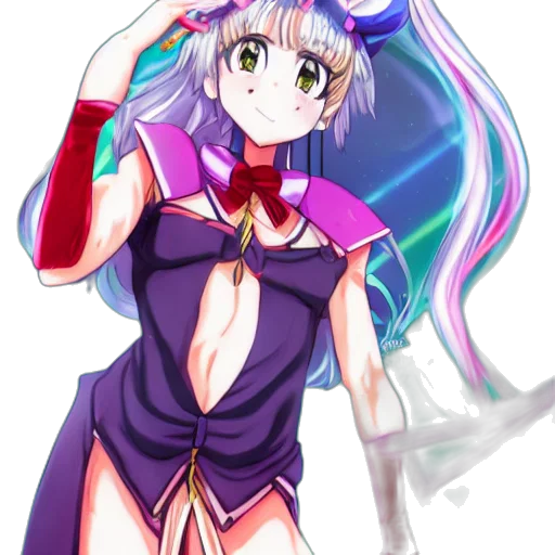 staff, dress, weapon, anime, vaporwave, cartoon, fantasy art, neon lights transparent PNG cut-out