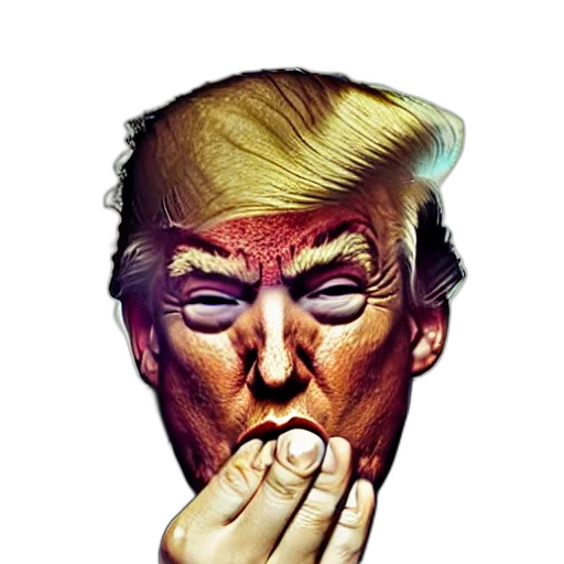 mask, face, creature, animal, cartoon, comic book art, photorealistic, vaporwave transparent PNG cut-out