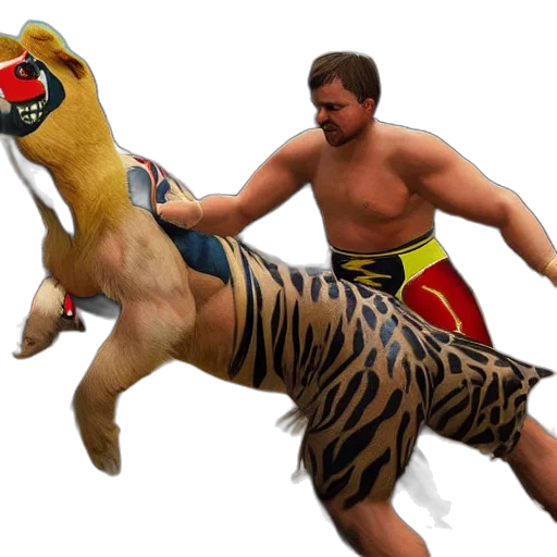 animal, creature, concept art, photorealistic, 3d render, fantasy art, wrestling, playstation transparent PNG cut-out