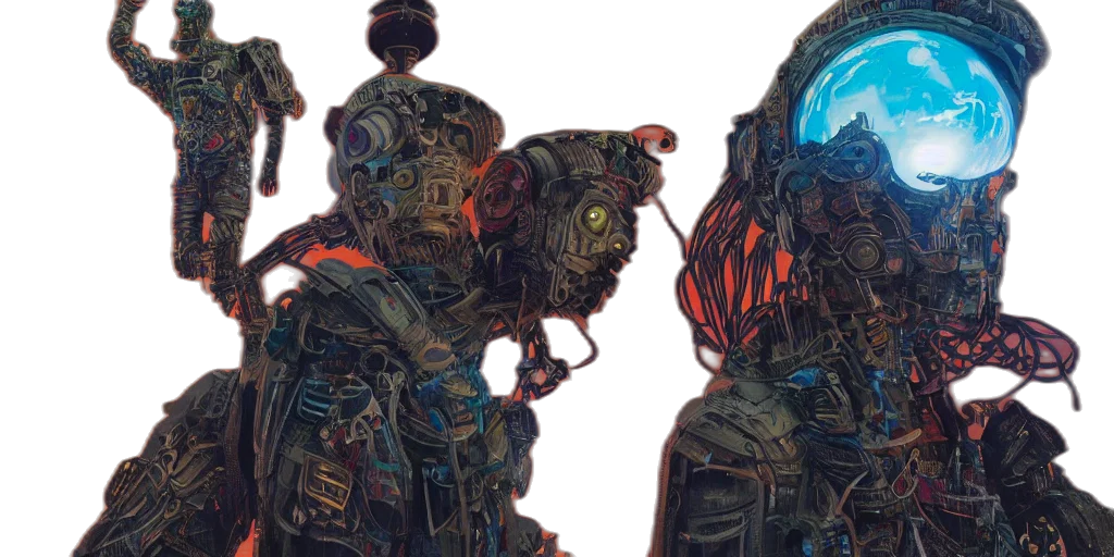 robot, mask, concept art, cyberpunk transparent PNG cut-out