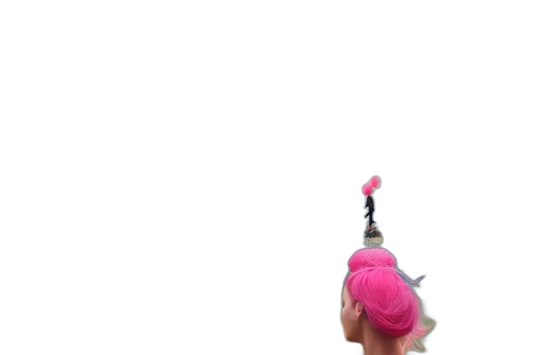 hat, staff, hair, umbrella, 3d render, concept art, vaporwave, anime transparent PNG cut-out