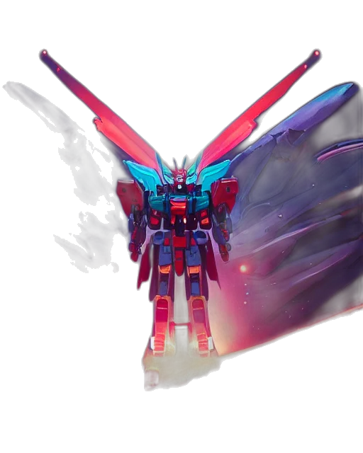 robot, weapon, sword, dragon, concept art, vaporwave, 3d render, anime transparent PNG cut-out