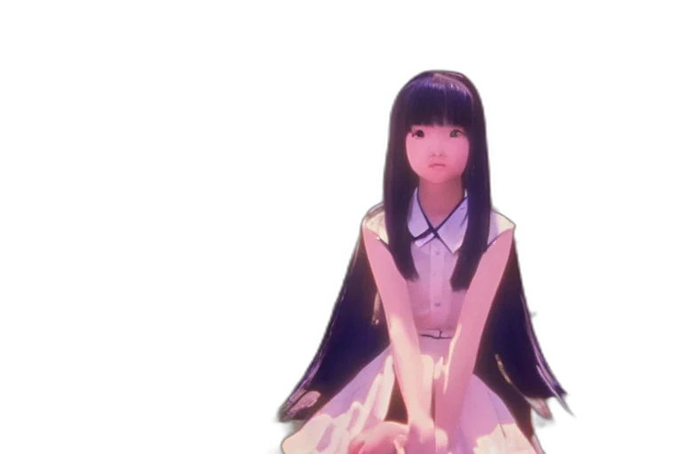 dress, hair, anime, 3d render transparent PNG cut-out