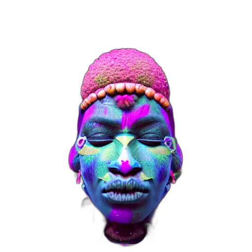 mask, face, hat, crown, 3d render, vaporwave, concept art, photorealistic transparent PNG cut-out