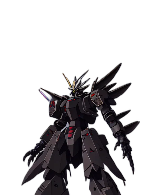 weapon, robot, sword, concept art, pixel art, anime, 3d render, monochrome transparent PNG cut-out