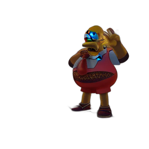robot, crown, mask, staff, 3d render, concept art, pixel art, fantasy art transparent PNG cut-out