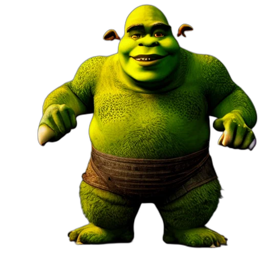 creature, animal, face, 3d render, concept art, photorealistic, render, shrek transparent PNG cut-out
