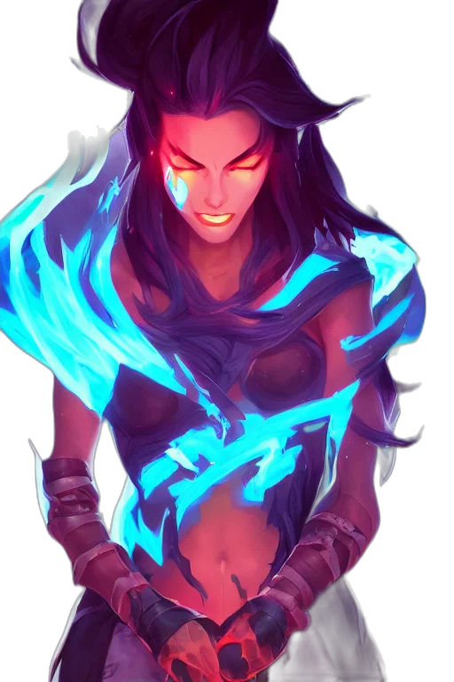 fantasy art, concept art, cyberpunk, comic book art, neon lights, fire, blue, neon transparent PNG cut-out