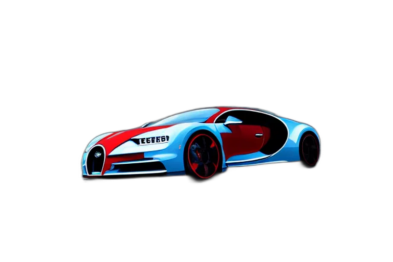 car, concept art, 3d render, photorealistic, cartoon, blue, mario, bugatti transparent PNG cut-out