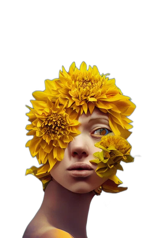 face, flower, crown, mask, photorealistic, fantasy art, concept art, oil painting transparent PNG cut-out