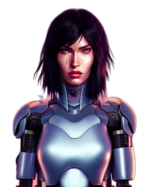 robot, face, concept art, cyberpunk, comic book art, pixel art, blue, weta transparent PNG cut-out